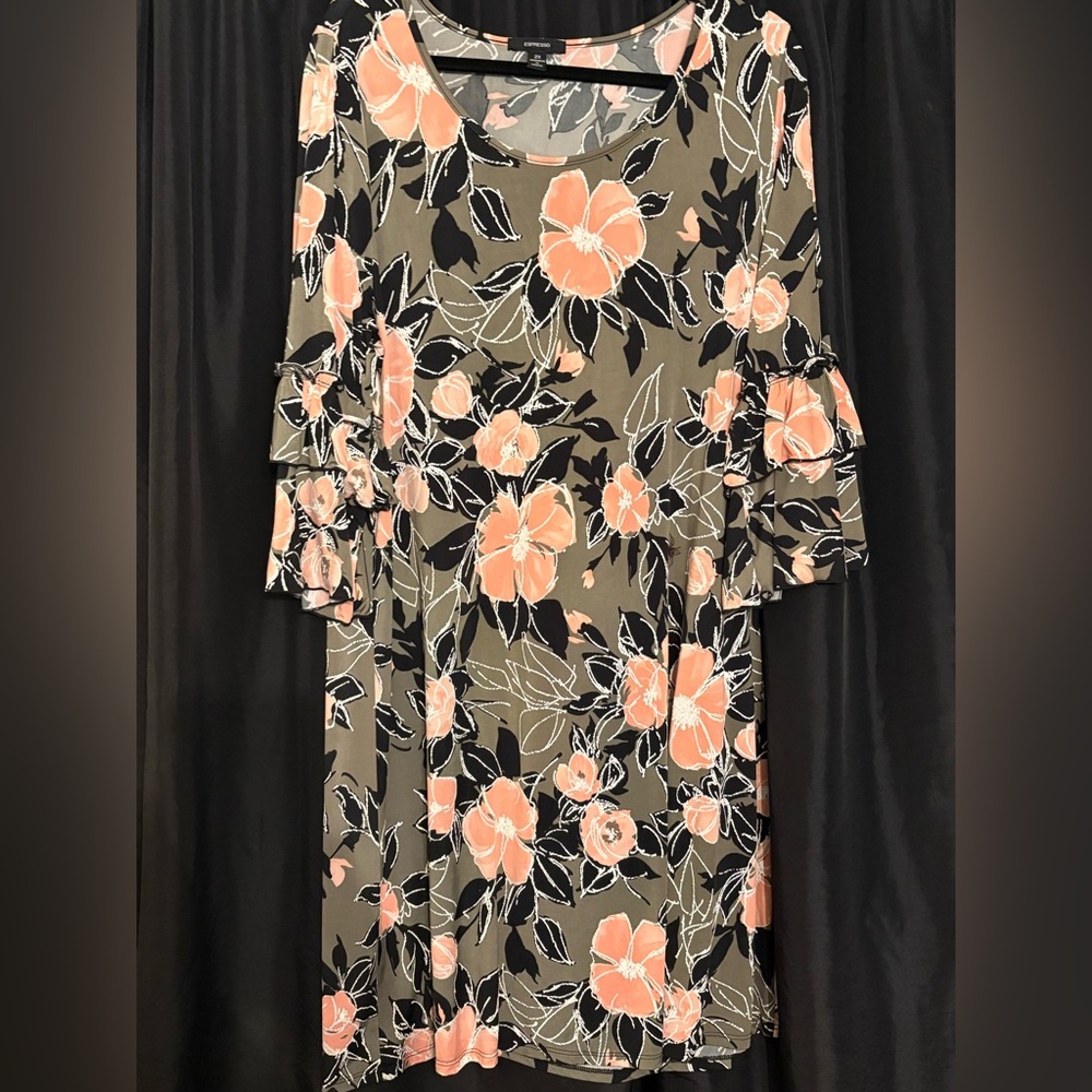Espresso Floral Dress - Black, Pink, and Olive